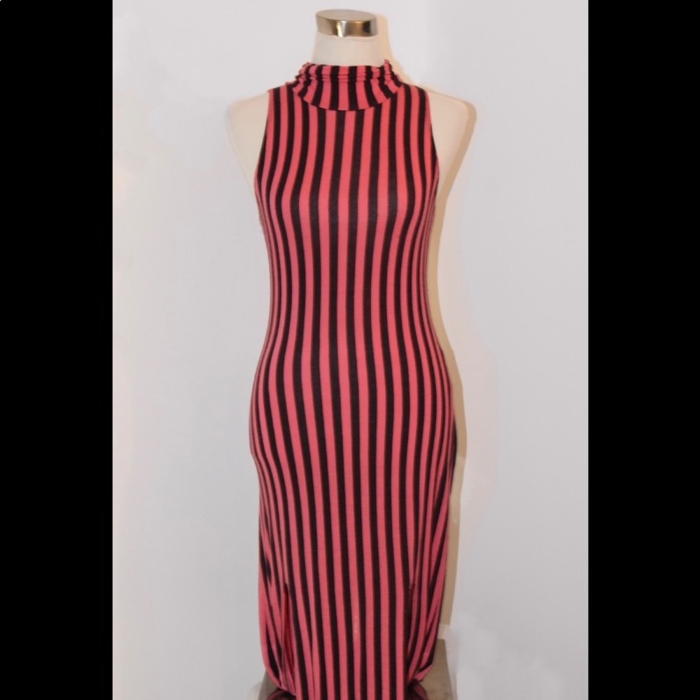Love J USA Pink and Black Stripped Dress